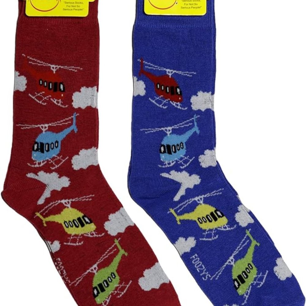 Helicopters Aircrafts Rotorcraft Spinning Rotors Air Pilot 2 Pairs Men's Socks